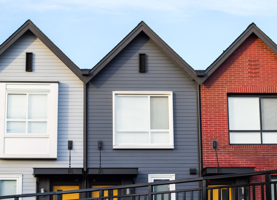Townhouses 3 connected different colours Townhouses 3 connected different colours